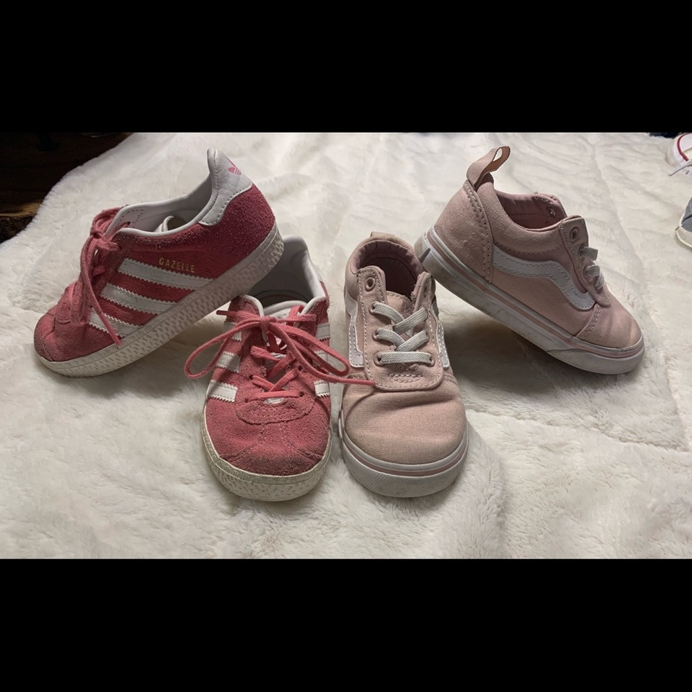 Toddler size 8 vans and adidas shoes
